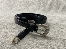 Vintage Sentry Belt Size 38 Black Golf Medallion Genuine Leather M-1000 Braided