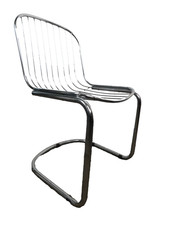 BUY 1 or 2 Chrome Chair Dining Desk Mid Century Modern Retro Slat Tubular 1970s