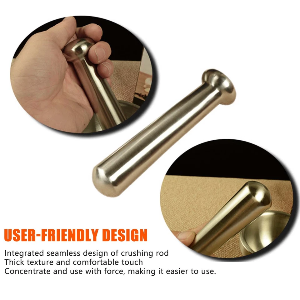 Stainless Steel Mortar Pestle Set,Food Herb Spice Grinder Bowl Pill Crusher - Image 4 of 4