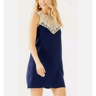 Lilly Pulitzer Women's Nala Soft Shift Navy And Gold Dress, Size 0, NWT