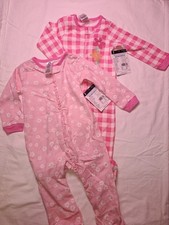 2-Piece Gerber Girls 6-9M Sleep 'n Play Footed Pajamas Pink/White Flowers