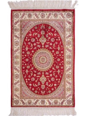Khademi Art Nain Seidenteppich 90x59 | Handgeknüpfter Designer-Orientteppich