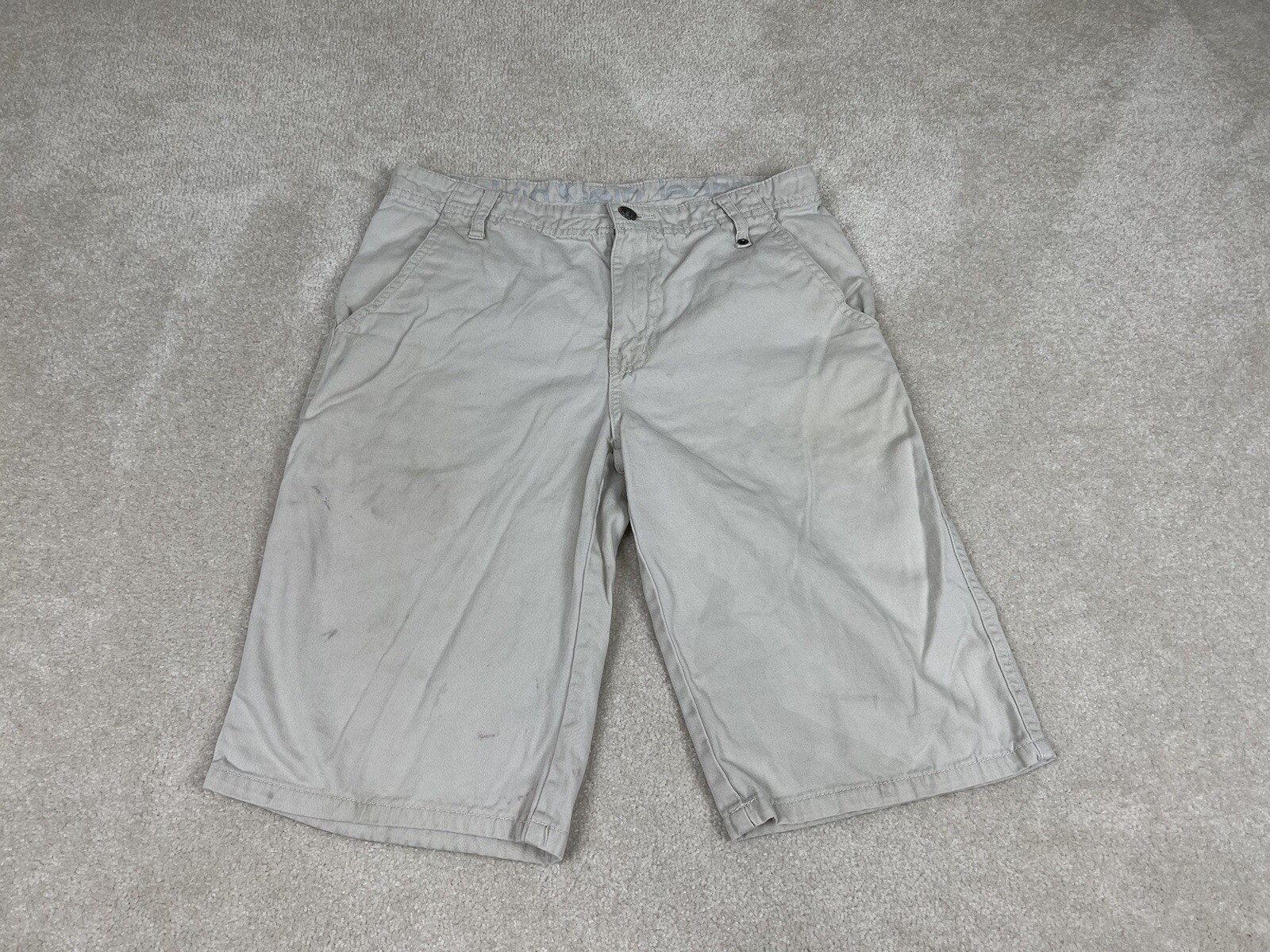 Calvin Klein Shorts Boys 16 Beige Chino Khaki Cotton Flat Front Preppy Casual