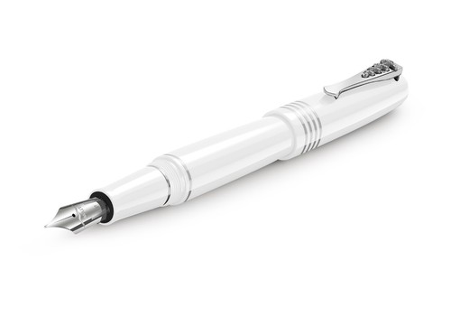 Maita Doctor Fountain Pen | White Italian Resin & Silver | Special Edition - Picture 2 of 6