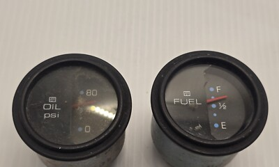 #ad LOT OF 2 SW Oil PSI and Fuel Gauge Black Dial Display Red Needle Vintage $129.99