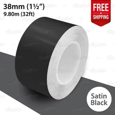SATIN BLACK 1.5" 38mm Roll PIN STRIPE Car Striping Line TAPE Decal Vinyl Sticker