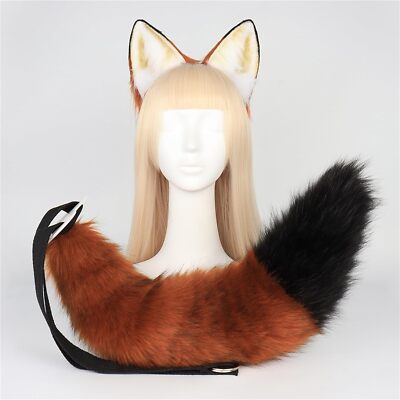 Cat Wolf Fox Faux Ear Headband Fluffy Tail Fursuit Therian Cat Wolf Fox Faux Ear Headband Fluffy Tail Fursuit Therian