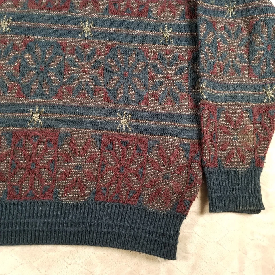 VTG 1990s Jantzen Patterned Knit Grandpa Sweater Sz XL Pullover USA Made - Image 3 of 4