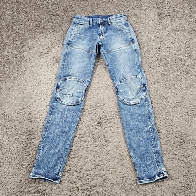 G Star Raw Jeans Men 28 5620 3D Skinny Low Rise Acid Wash Stretch Denim