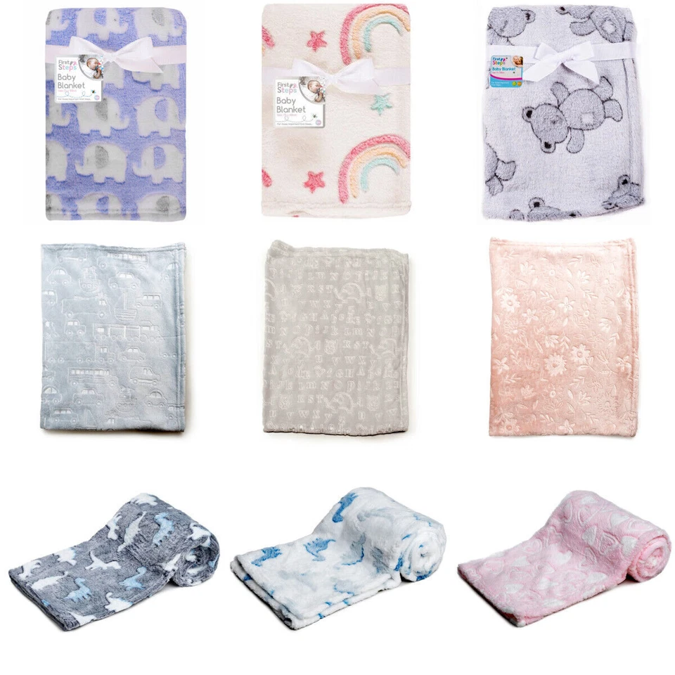 VARIOUS Baby Junge Mädchen weiche Vliesdecke Neugeborenes Kinderzimmer Kinderwagen Autokrippe Moses Korb