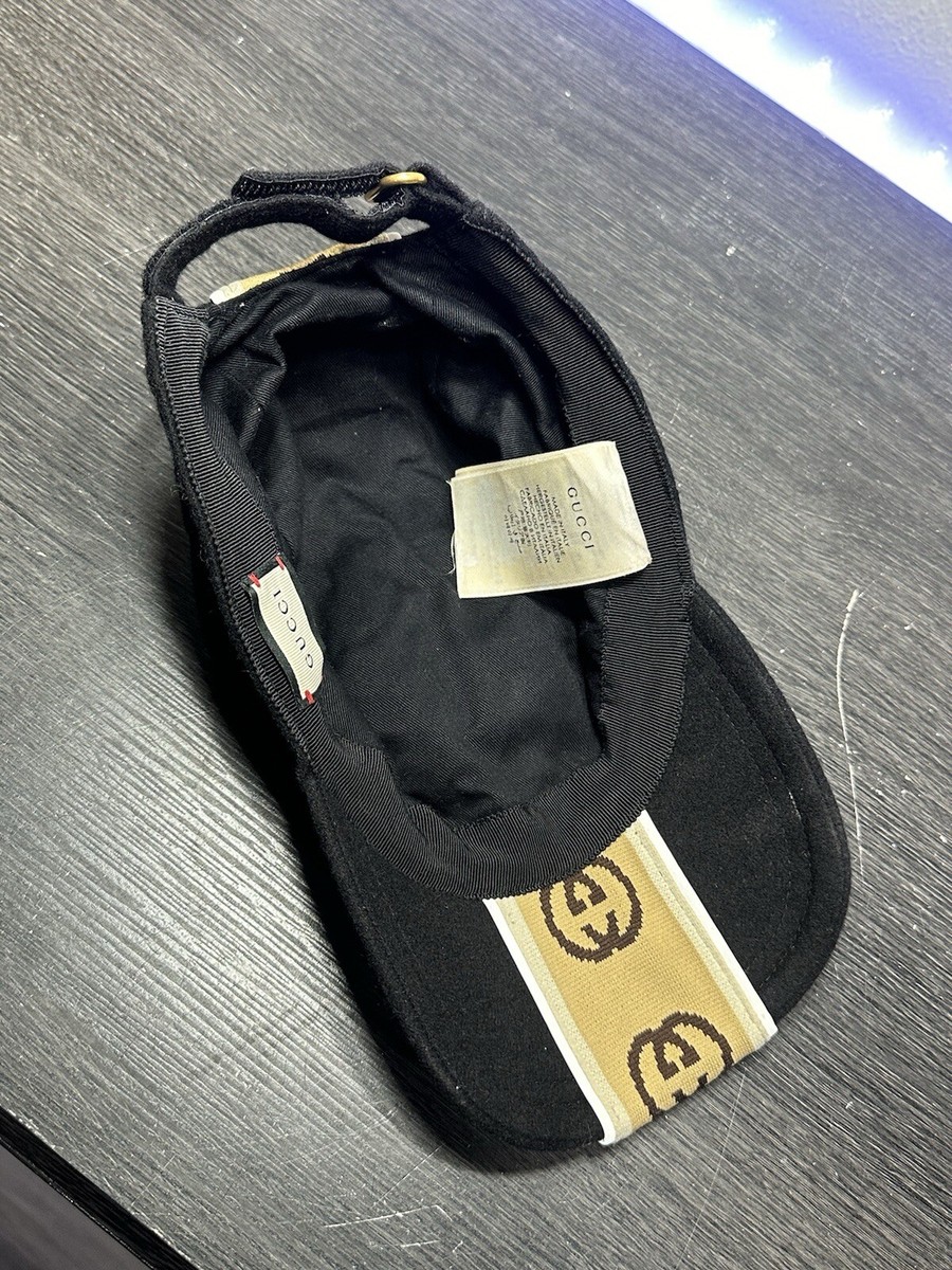 Gucci★素敵！Black Wool Interlocking G Logo Baseball Hat Gucci Women's Black Wool Interlocking G Logo Baseball Hat L