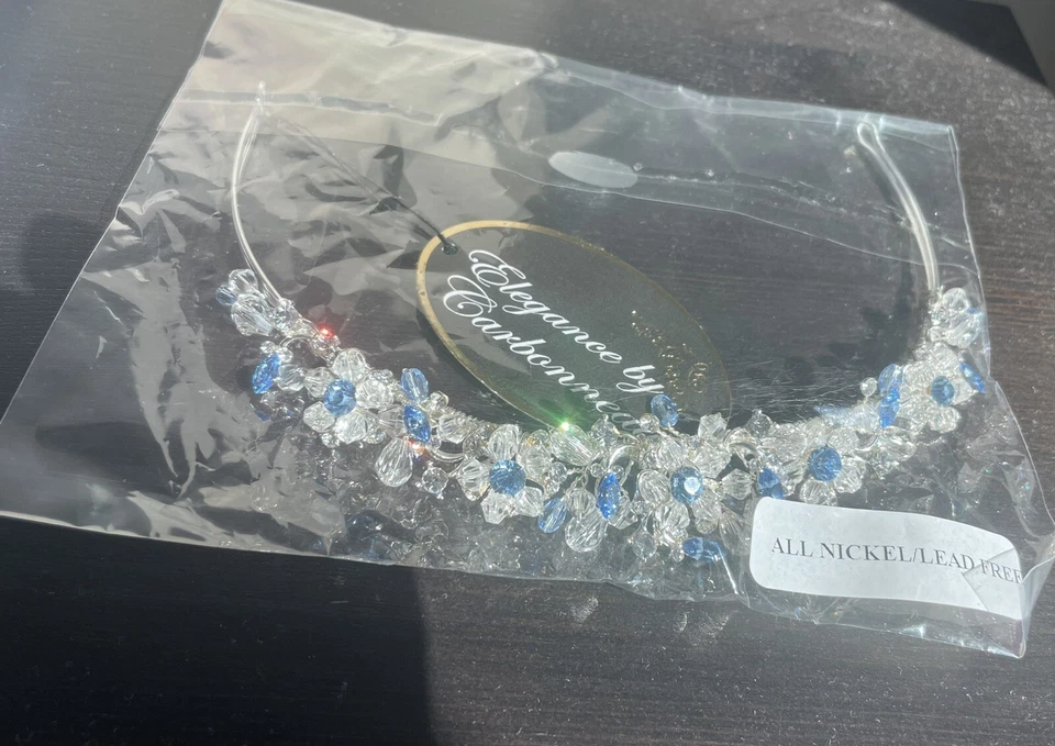 Свадебная тиара элегантная коллекция - цветные стразы свадебная повязка на голову - синяя - Изображение 2 из 2