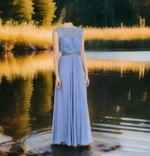 Coast Size 6 LORI LEE LACE CORNFLOWER Blue MAXI Wedding BRIDESMAIDS PROM DRESS