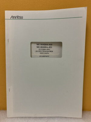 Anritsu 6200760707 MU181020A -010, -021 12.5Gbit/s PPG Output Waveform Test Data
