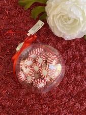 Peppermint Candy in Clear Ball Christmas Ornament BRAND NEW