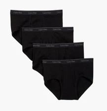 Calvin Klein 4 Pack Classic Fit 100% Cotton Underwear Briefs Black