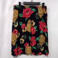 Vintage Carole Little Floral Skirt Women's 12 Multicolor Artsy Retro Boho 90s
