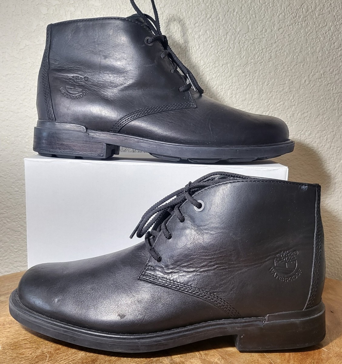 Timberland Chukka Men\'s 9.5M Black Full Grain Waterproof Leather Boots 88586 EUC Timberland Chukka Men main image 4