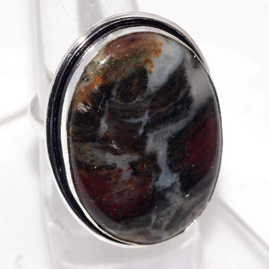 Moss Opal 925 Silver Plated Handmade Gemstone Ring US 7.5 Perfect Women’s Gift JW