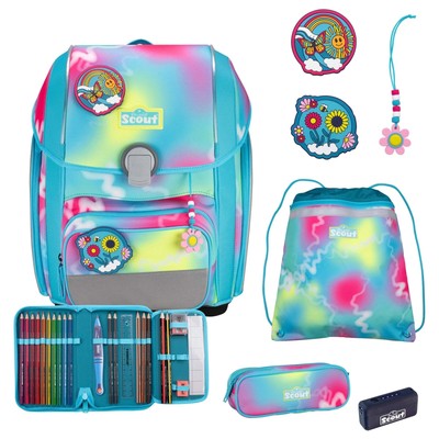 Scout Genius Exklusiv Safety Light - Schulranzen Set 5tlg. Happy Rainbow *NEU*