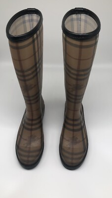 EUC Womens Burberry Nova Check Rain Boots Shoes Weather Designer US 8M EU  Sz 39