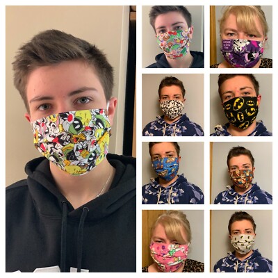 Disney, Marvel DC 100% Baumwolle lustige Designs Gesichtsmaske mit Filtertasche handgefertigt