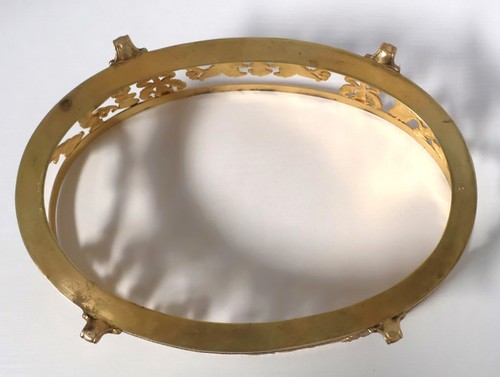 Antiguo centro de mesa francés Luis XVI cristal azul cobalto y bronce dorado de 10" - Imagen 11 de 13