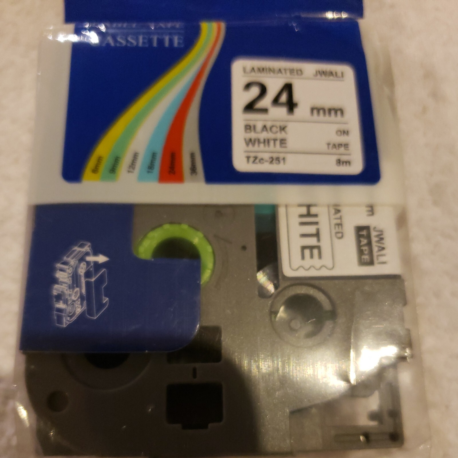 Label Tape Cassette Laminated 24 Mm Black On White Tape eBay