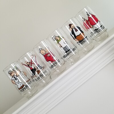 6 Vintage 1975 Coca-Cola Popeye Kollect-A-Set Series 6