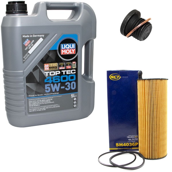 MotoröL Set 5W-30 5 Liter + ÖLfilter SH 4036 P + Schraube FüR Audi VW Touareg-image