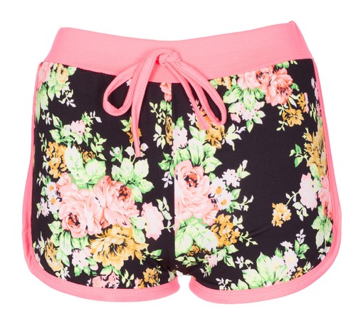 Womens Summer High Waist Casual Floral Beach Hot Pants Ladies Shorts Runner - Picture 2 of 12