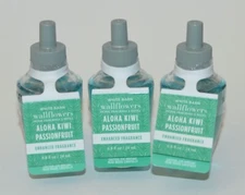 3 BATH BODY WORKS ALOHA KIWI PASSIONFRUIT WALLFLOWER FRAGRANCE REFILL BULB PLUG