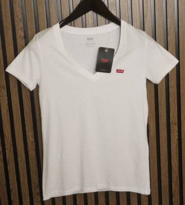 Frauen Levi's T-Shirt Weiß Rundhalsausschnitt Lässiger Pullover 2XS XXS XME991