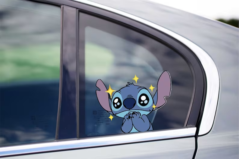 Cute Stitch Sobbing from Lilo and Stitch Peeking Cartoon movie decal