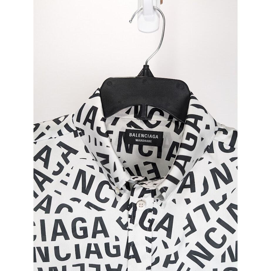 Balenciaga Logo Monogram Shirt in White & Black BNWT 38 | eBay