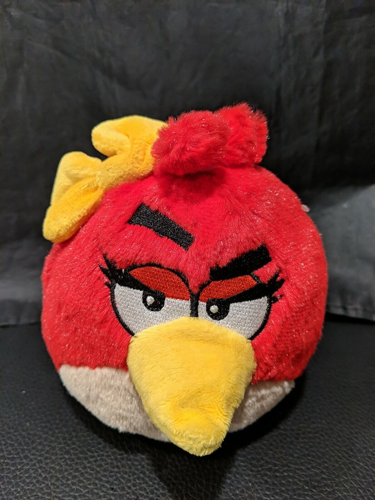Angry Birds Red Girl Bird Yellow Bow 5" Plush Stuffed Toy With sound