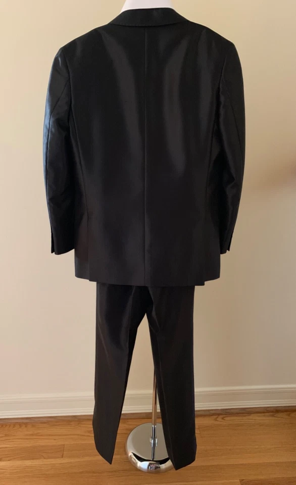 BRAVEMAN 5PC Boys Black Party Dress Suit Jacket Vest Pants Shirt Necktie Size 10 - Image 2 of 4