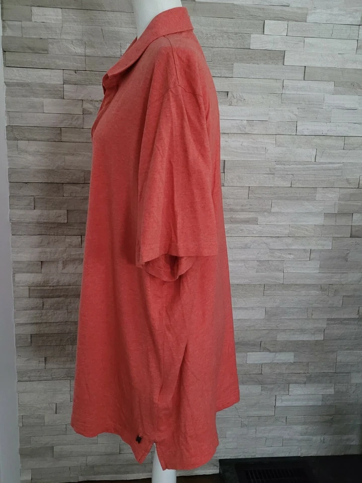 Camisa Polo Ashworth Para Hombre Talla 2XL Algodón Mezcla Lino Coral Foto 3 de 4