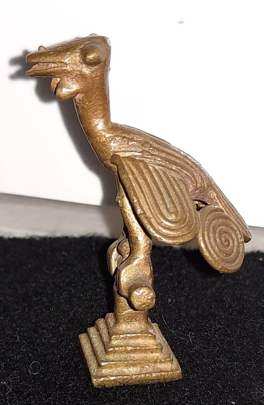 19c. African ASHANTI AKAN LOBI Brass/Bronze Gold Weight BIRD 30 grams 2 ¼" Tall.