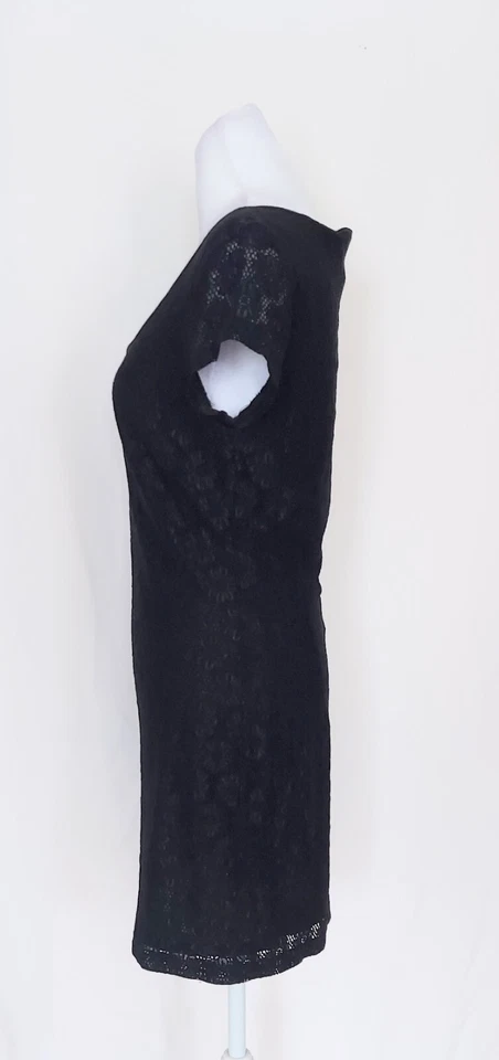 Mini vestido de coquetel Espirit De Corp tamanho pequeno preto floral forrado de renda vintage - Imagem 4 de 4