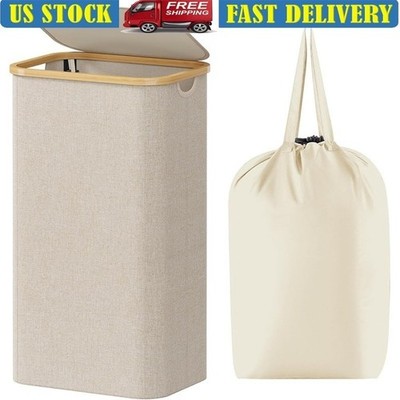 Laundry Hamper W/ Lid Removable Bag Storage Bin Clothes Easy Carry Durable New