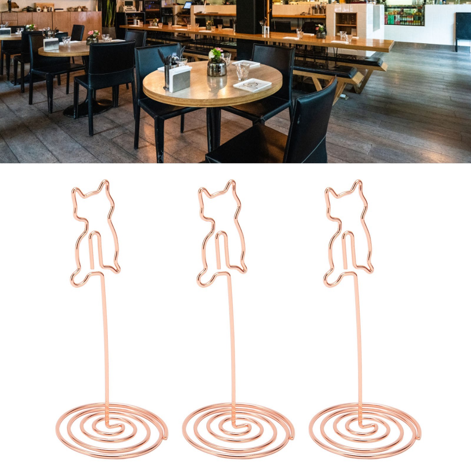 ༝10Pcs Table Number Stands Stable Base Electroplated Metal Rose Gold Place Card