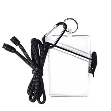 Waterproof Badge ID Card Clear Holder Hard Case Plastic Protector With Lanyard