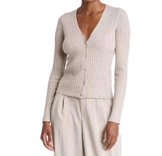 🐻 A New Day Cardigan Sweater Womens Size XS Brown Ribbed Button Cropped Boxy