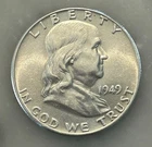 1949-P Franklin Half Dollar - AU - About Uncirculated - 90% Silver