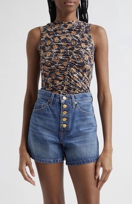 Ulla Johnson medea floral ruched sleeveless top in Aura Medium