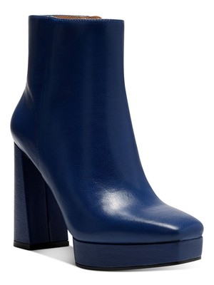 JESSICA SIMPSON Womens Blue 1'' Platform Kaiyah Leather Heeled Boots 7 M