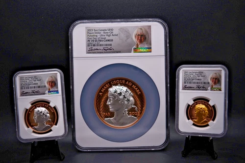 2021 NGC PR70 Canada Peace Dollar High Relief Reverse Proof Set FDI