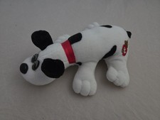 Vintage 1986 Tonka POUND PUPPY 8" White w/ Black Spots  Short Ears  Red Collar