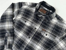 Orvis Shirt Men s XL Black/White Shacket Flannel Plaid Long Sleeve Button Up